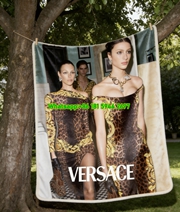 Versace Brown Gold Leopard Baroque Print Flannel Sofa Throw Blanket IMG_1652